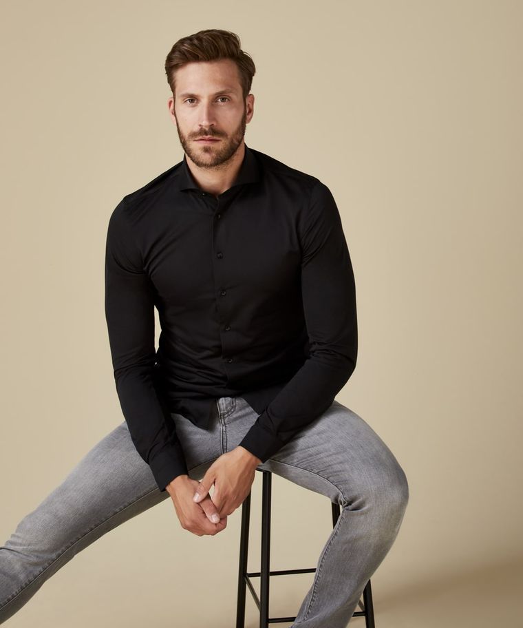 profuomo Zwart Japanese knitted overhemd