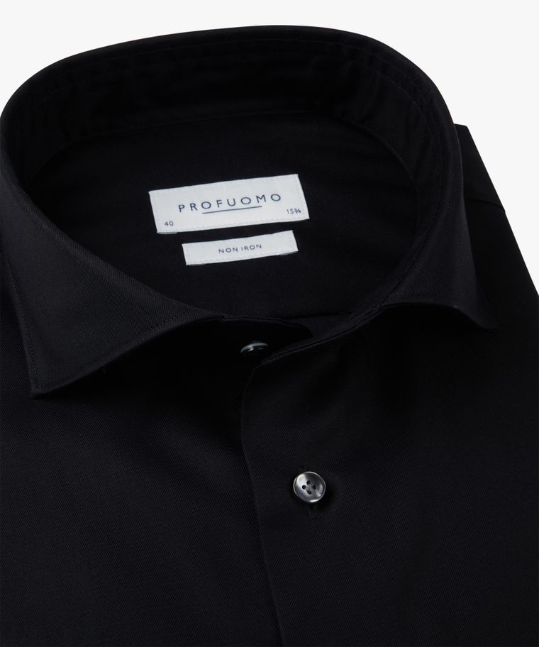 Profuomo Zwart Two Ply Twill Overhemd