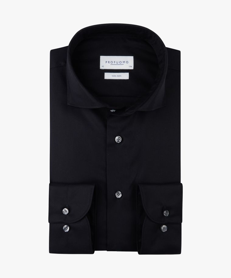 profuomo Zwart two ply twill overhemd