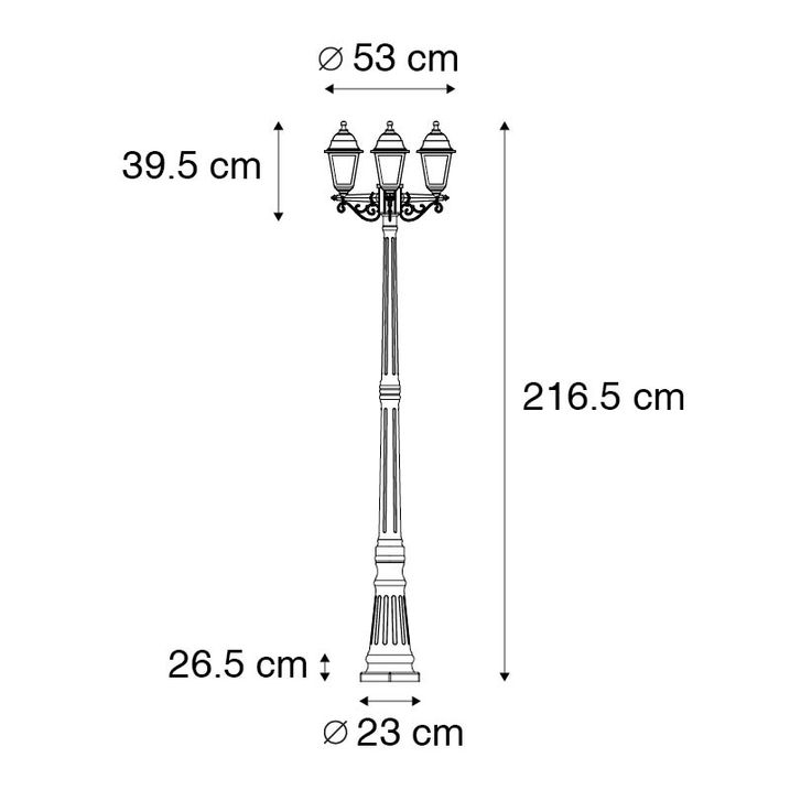 Qazqa Antieke Buiten Lantaarn Goud 3-lichts IP44 - New Haven