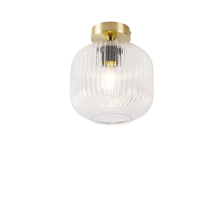 Qazqa Art Deco Plafondlamp Messing Met Helder Glas - Karel