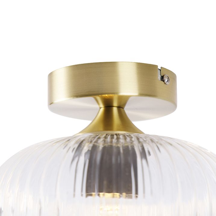 Qazqa Art Deco Plafondlamp Messing Met Helder Glas - Karel