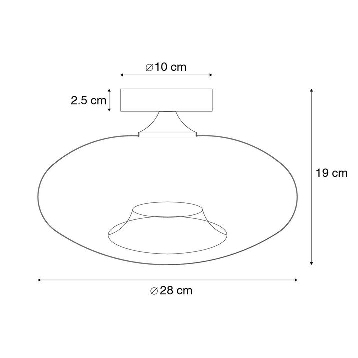 Qazqa Art Deco Plafondlamp Zwart Met Smoke Glas - Busa