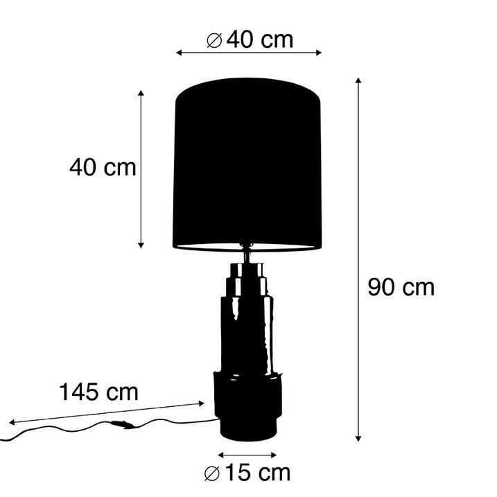 Qazqa Art Deco Tafellamp Brons Velours Kap Rood Met Goud 40 Cm - Bruut
