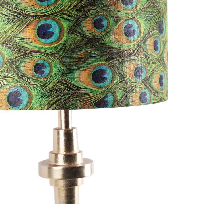 Qazqa Art Deco Tafellamp Goud Velours Kap Pauw Dessin 40 Cm - Diverso