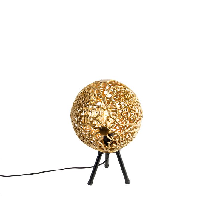 Qazqa Art Deco Tafellamp Tripod Goud Met Zwart - Maro
