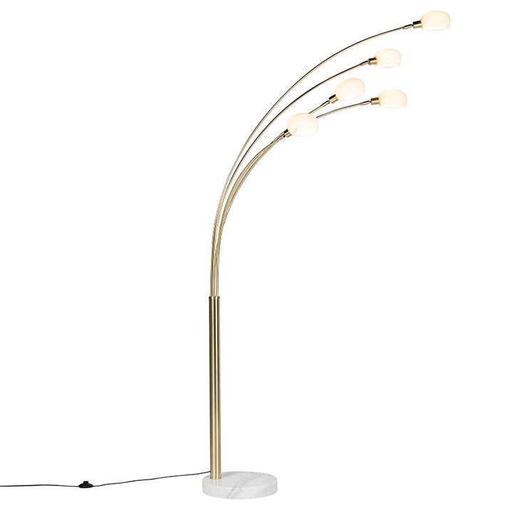 qazqa Art deco vloerlamp goud 5-lichts - Sixties Marmo
