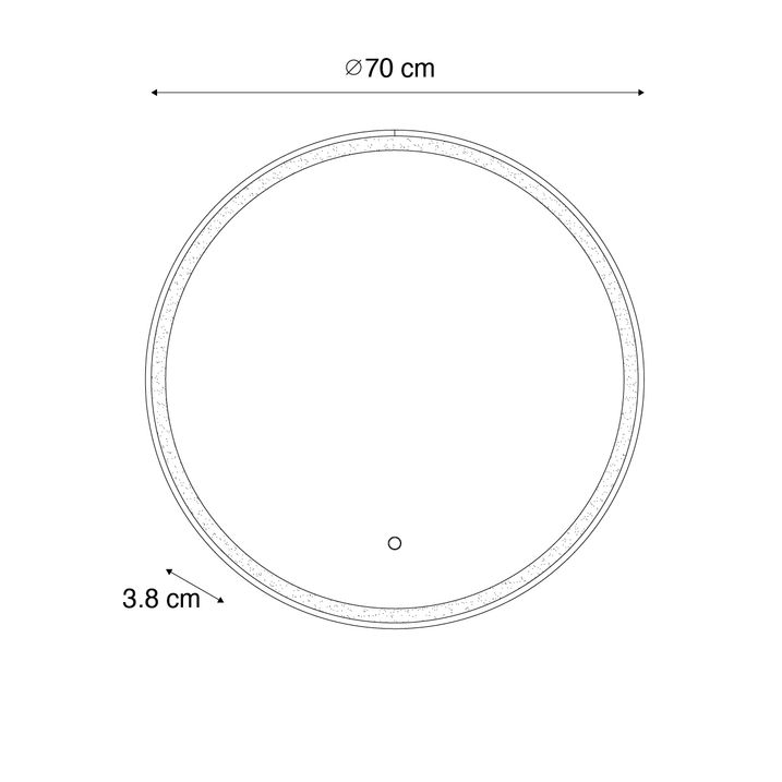 Qazqa Badkamerspiegel Rosé Goud 70 Cm Incl. LED Met Touch Dimmer - Miral