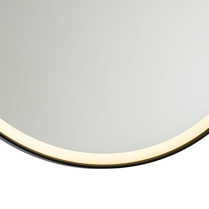 Qazqa Badkamerspiegel Zwart 70 Cm Incl. LED Met Touch Dimmer - Miral