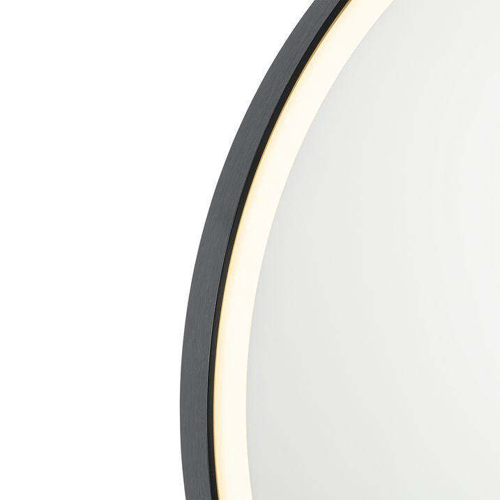 Qazqa Badkamerspiegel Zwart 70 Cm Incl. LED Met Touch Dimmer - Miral