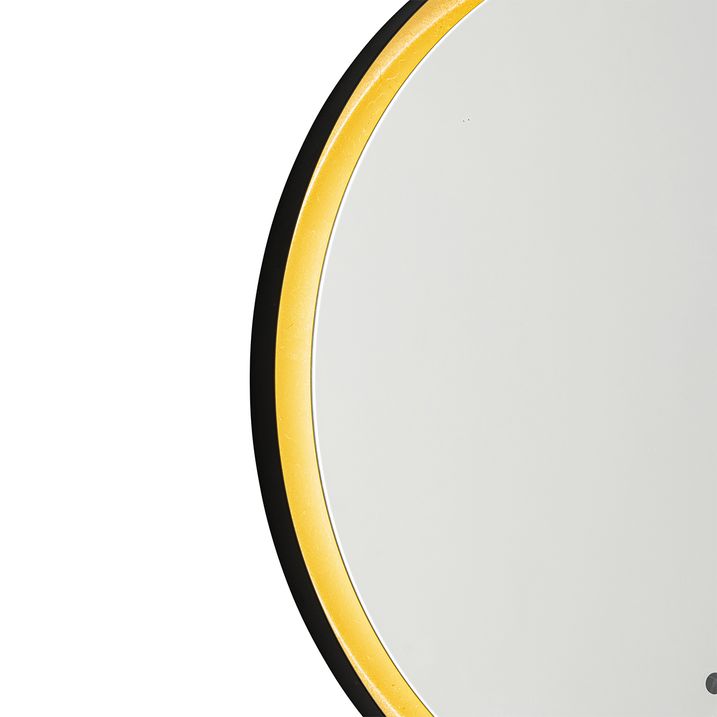 Qazqa Badkamerspiegel Zwart Met Goud Incl. LED En Touch Dimmer - Pim