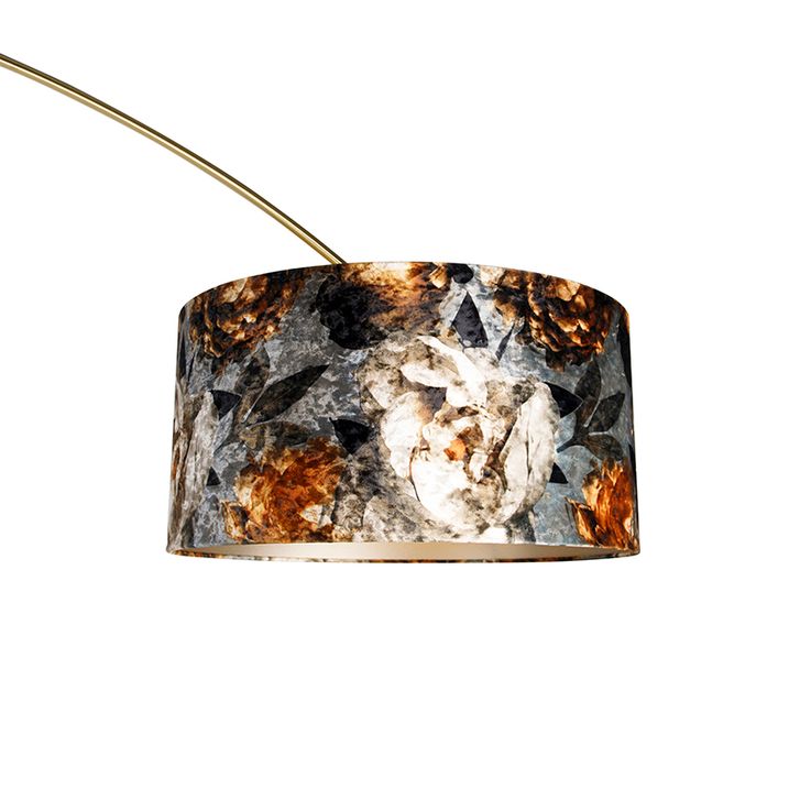 Qazqa Booglamp Messing Met Kap Bloem Dessin 50 Cm - XXL