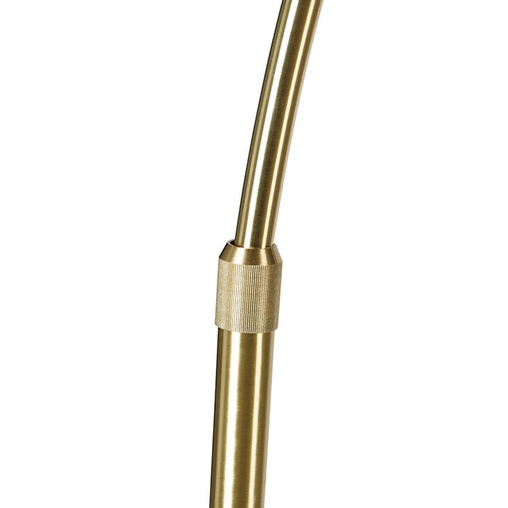 Qazqa Booglamp Messing Met Zwart Stoffen Kap Zwart 50 Cm - XXL