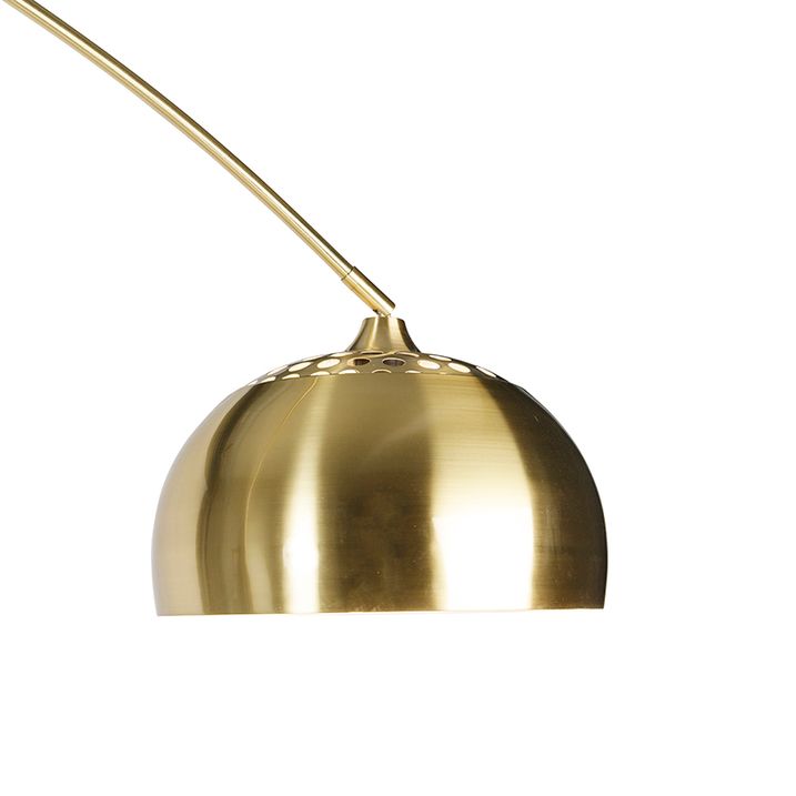 Qazqa Booglamp Messing Met Zwarte Marmeren Voet Met Kap Messing - XXL