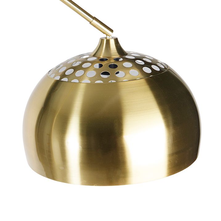 Qazqa Booglamp Messing Met Zwarte Marmeren Voet Met Kap Messing - XXL