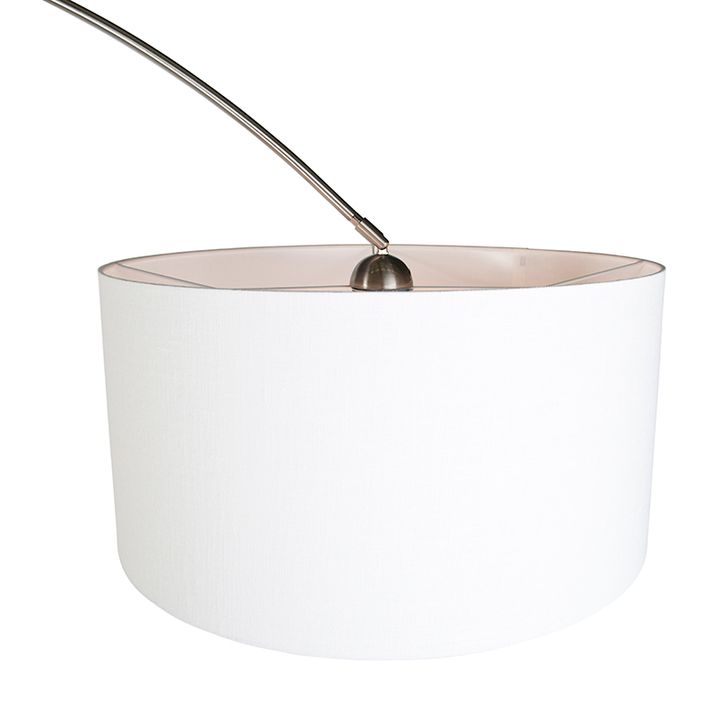 Qazqa Booglamp Staal Stoffen Kap Wit 50/50/25 Verstelbaar - XL