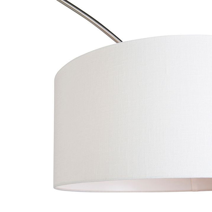 Qazqa Booglamp Staal Stoffen Kap Wit 50/50/25 Verstelbaar - XL