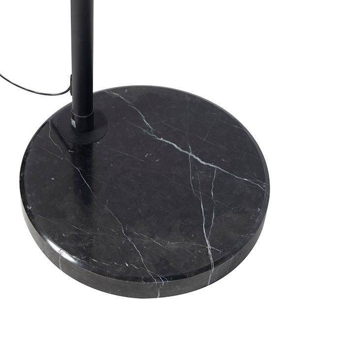 Qazqa Booglamp Zwart Velours Kap Bloemen Dessin 50 Cm - XXL