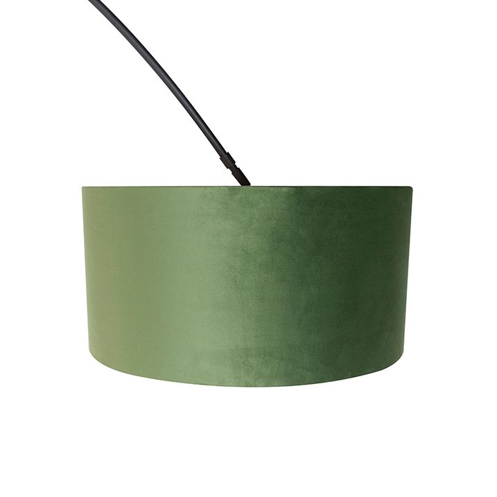 Qazqa Booglamp Zwart Velours Kap Groen Met Goud 50 Cm - XXL