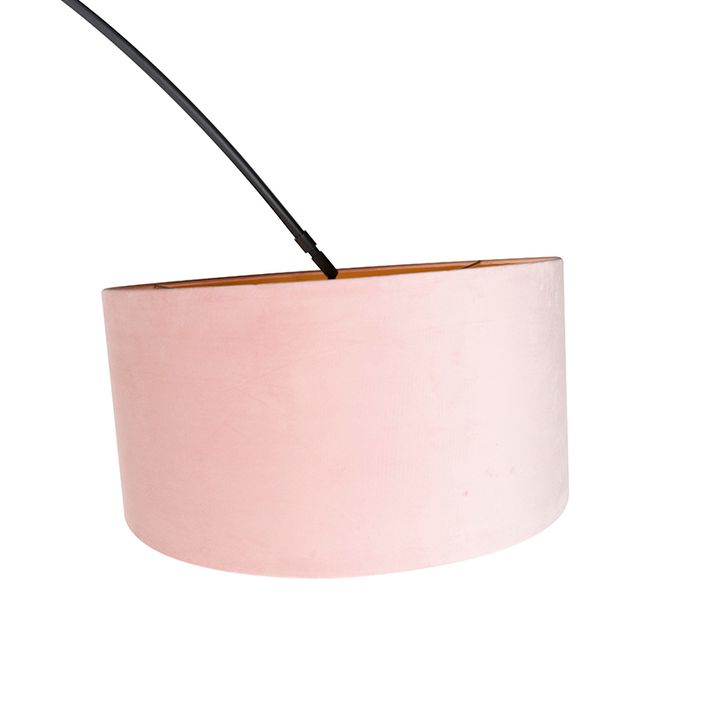 Qazqa Booglamp Zwart Velours Kap Roze Met Goud 50 Cm - XXL