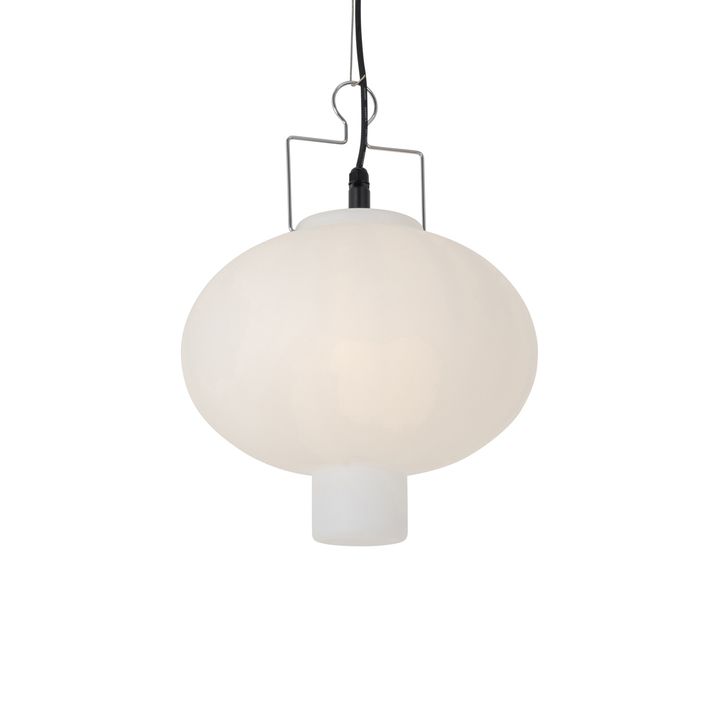 qazqa Buiten hanglamp wit 35 cm met stekker IP44 - Pion