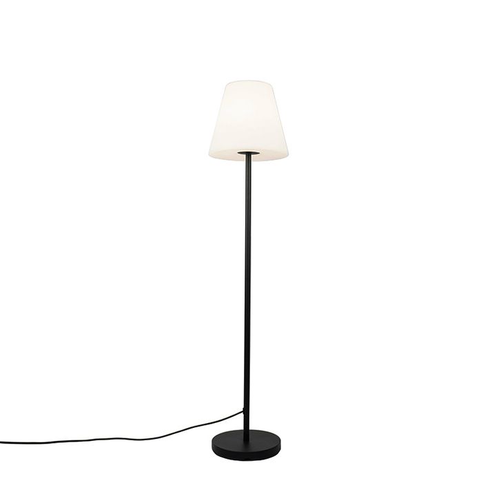 Qazqa Buiten Vloerlamp Zwart Met Witte Kap 35 Cm IP65 - Virginia