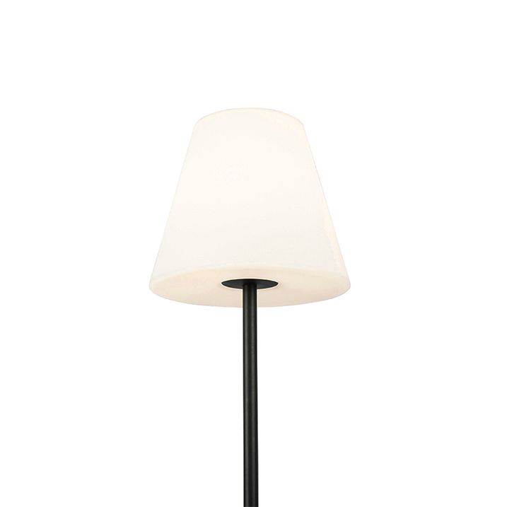 Qazqa Buiten Vloerlamp Zwart Met Witte Kap 35 Cm IP65 - Virginia