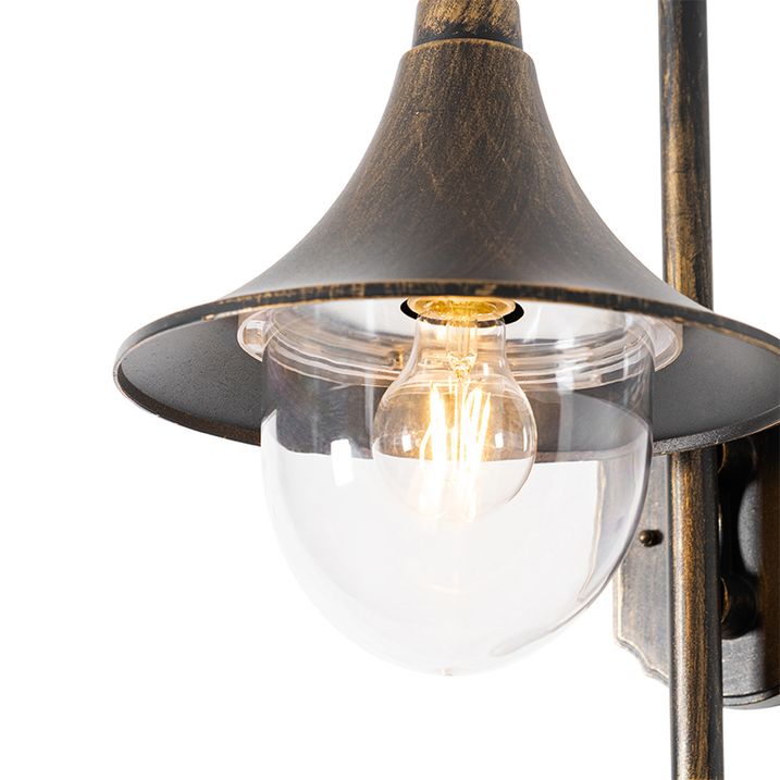 Qazqa Buiten Wandlamp Antiek Goud IP44 Incl. Bewegingsmelder - Daphne