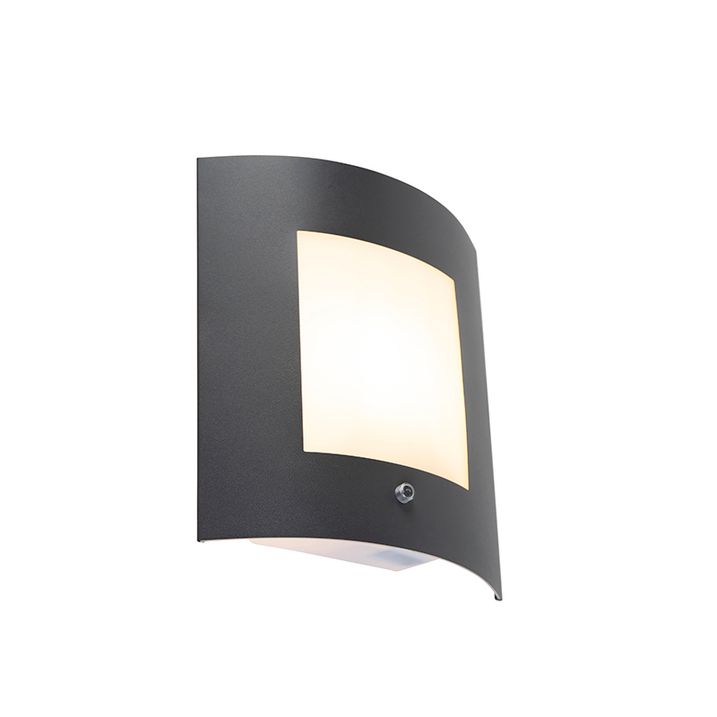 Qazqa Buiten Wandlamp Antraciet IP44 Schemersensor - Emmerald