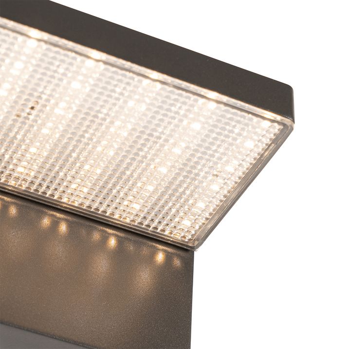 Qazqa Buiten Wandlamp Donkergrijs Incl. LED En Dimlicht Op Solar - Sunnie