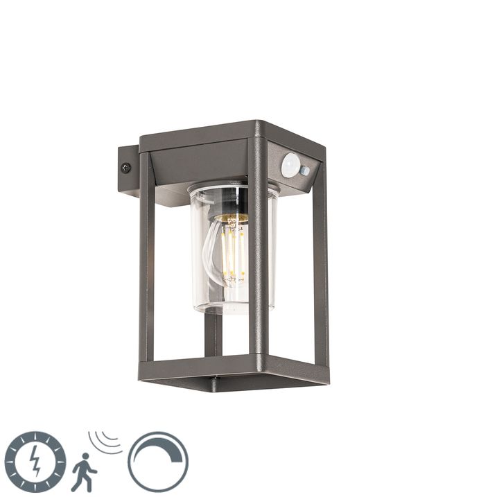 qazqa Buiten wandlamp donkergrijs incl. LED en dimlicht op solar - Sonne