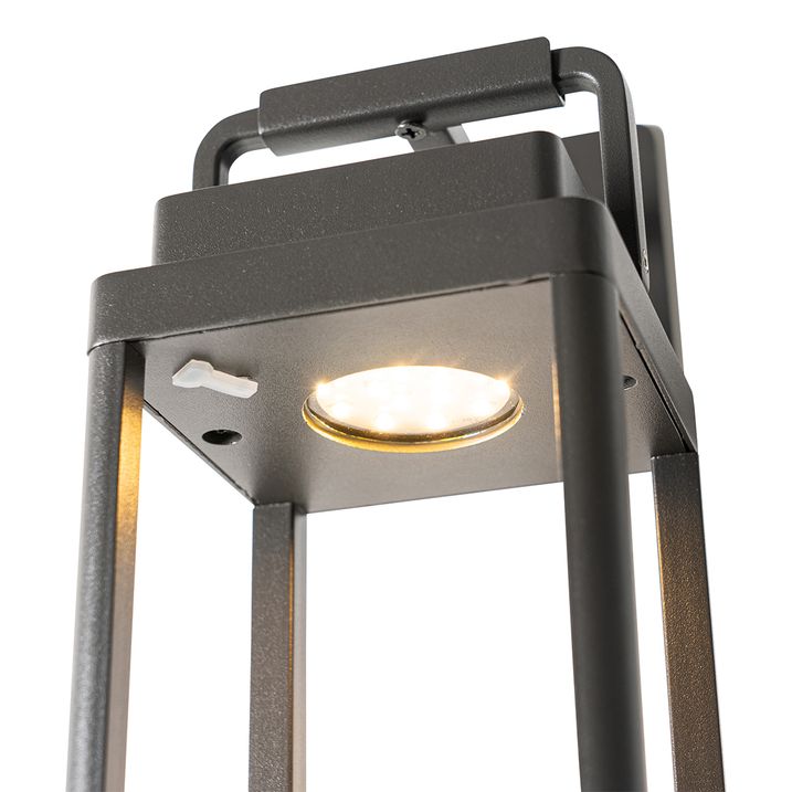 Qazqa Buiten Wandlamp Donkergrijs Incl. LED Oplaadbaar - Yara