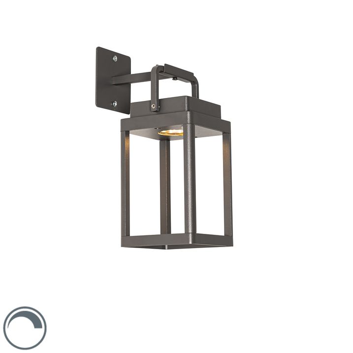 qazqa Buiten wandlamp donkergrijs incl. LED oplaadbaar - Yara