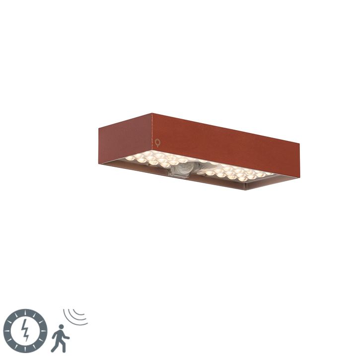qazqa Buiten wandlamp rood met dimlicht en sensor op solar - Kayo
