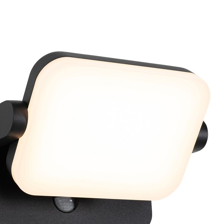 Qazqa Buiten Wandlamp Zwart Incl. LED Verstelbaar Met Bewegingssensor - Kamile
