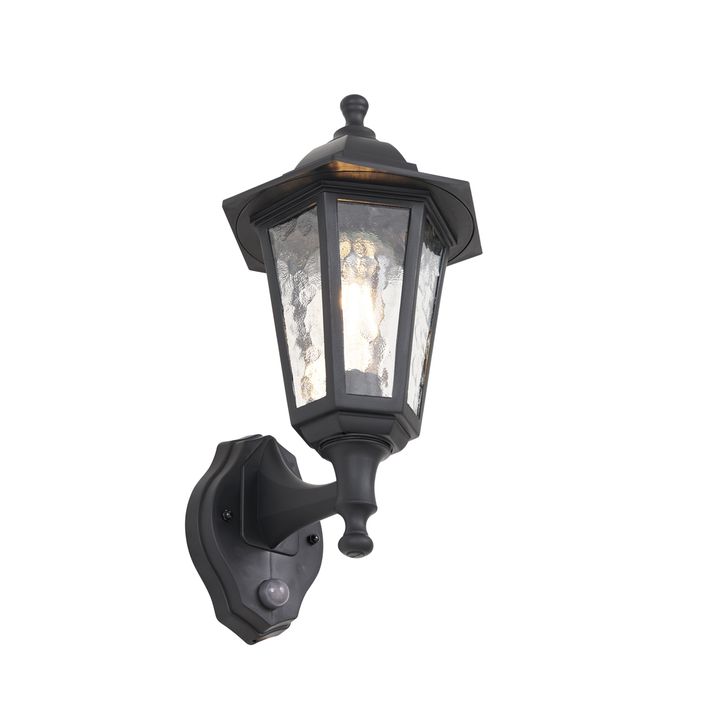 Qazqa Buiten Wandlamp Zwart Met Bewegingssensor IP44 - New Haven Hammered