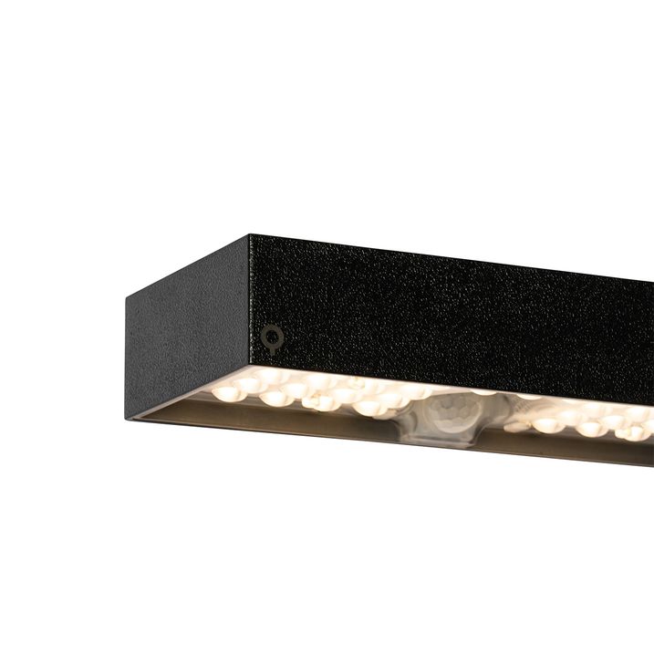 Qazqa Buiten Wandlamp Zwart Met Dimlicht En Sensor Op Solar - Kayo