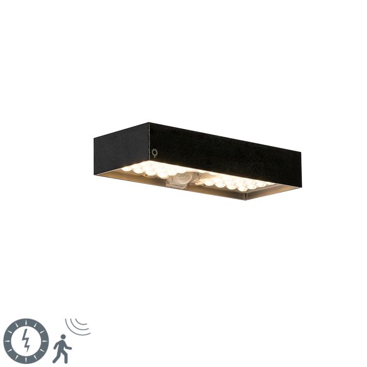 qazqa Buiten wandlamp zwart met dimlicht en sensor op solar - Kayo