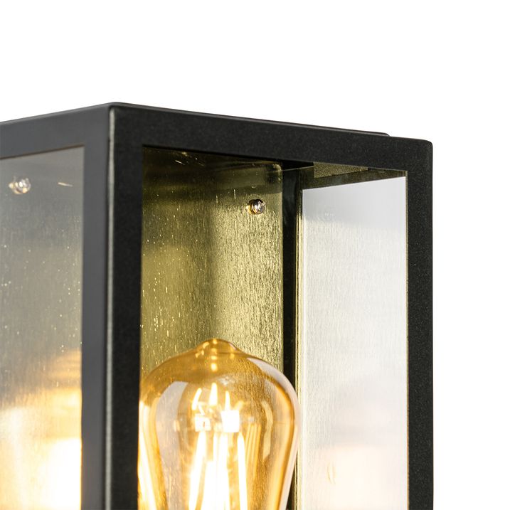 Qazqa Buiten Wandlamp Zwart Met Goud Schemersensor - Rotterdam
