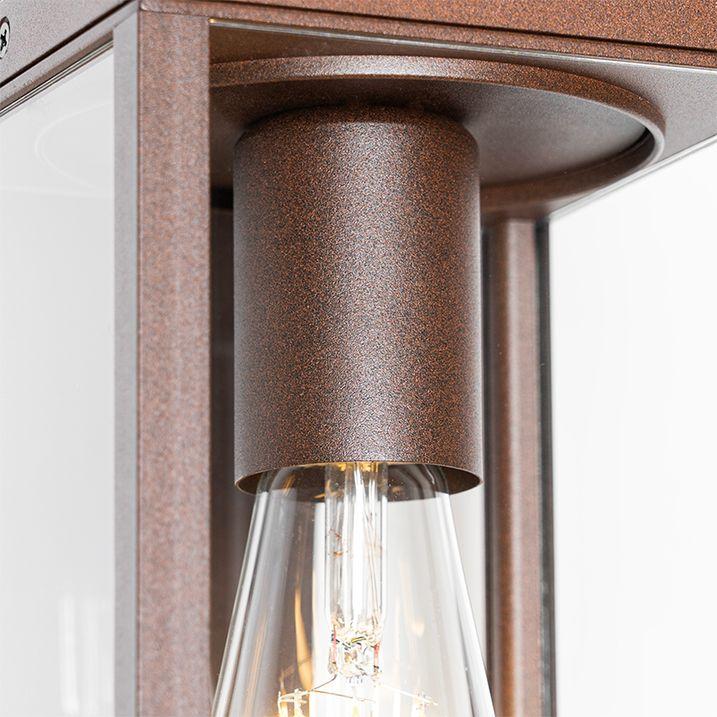 Qazqa Buiten Wandlantaarn Roestbruin IP44 Met Schemersensor - Charlois