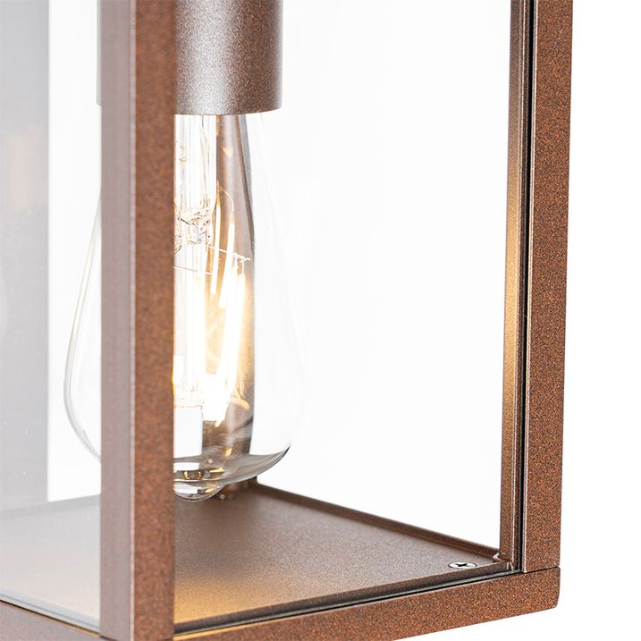 Qazqa Buiten Wandlantaarn Roestbruin IP44 Met Schemersensor - Charlois