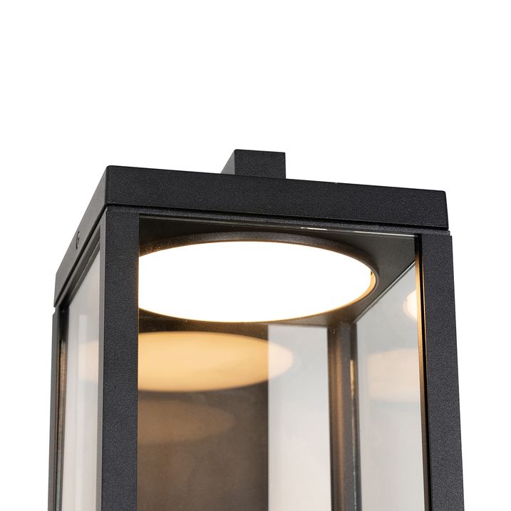 Qazqa Buiten Wandlantaarn Zwart Incl. LED En Schemersensor - Ferdinand