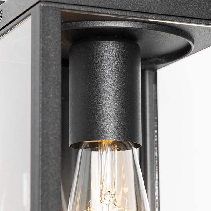 Qazqa Buiten Wandlantaarn Zwart IP44 Met Schemersensor - Charlois