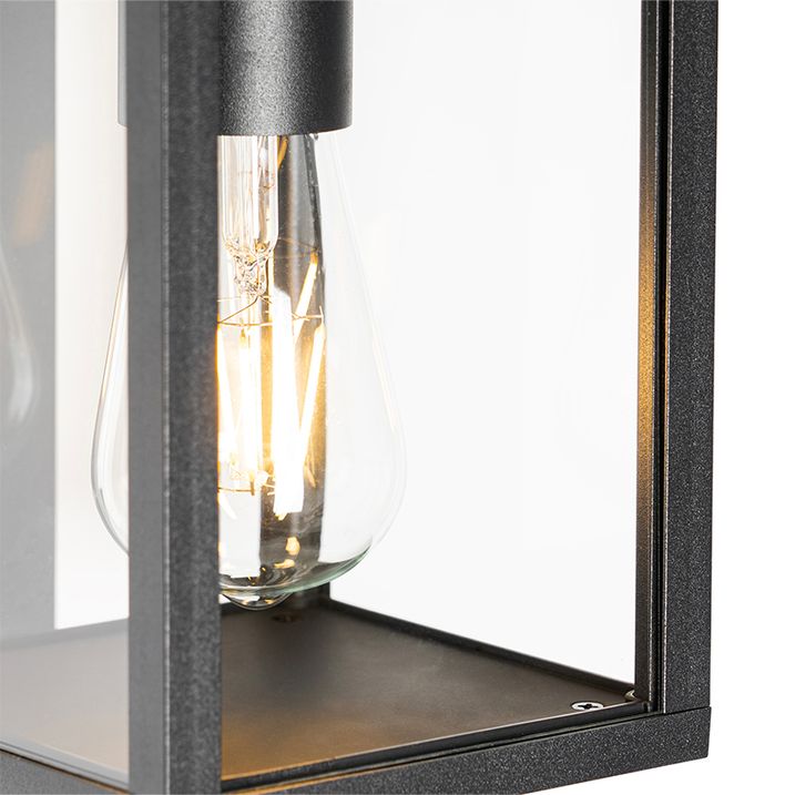 Qazqa Buiten Wandlantaarn Zwart IP44 Met Schemersensor - Charlois