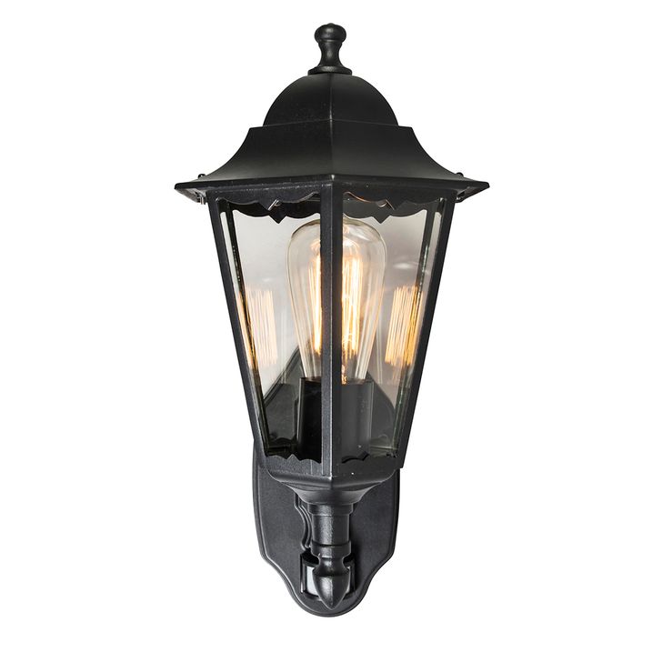 Qazqa Buiten Wandlantaarn Zwart Met Bewegingssensor IP44 - New Orleans Up