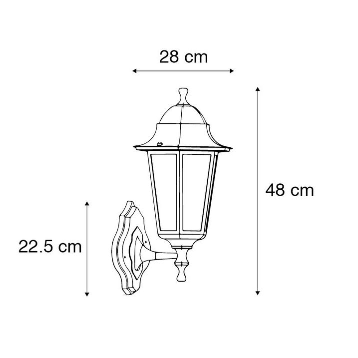 Qazqa Buiten Wandlantaarn Zwart Met Bewegingssensor IP44 - New Orleans Up