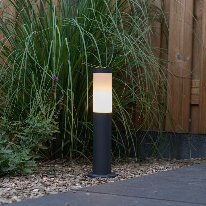 qazqa Buitenlamp paal antraciet met opaal 45 cm IP44 - Rox