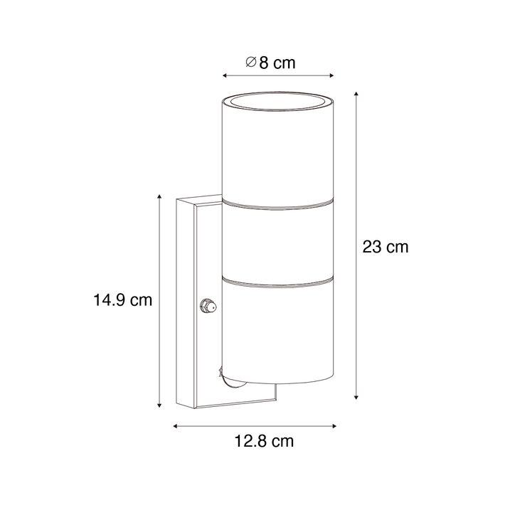 Qazqa Buitenwandlamp Zwart 2-lichts AR70 Met Bewegingssensor - Duo