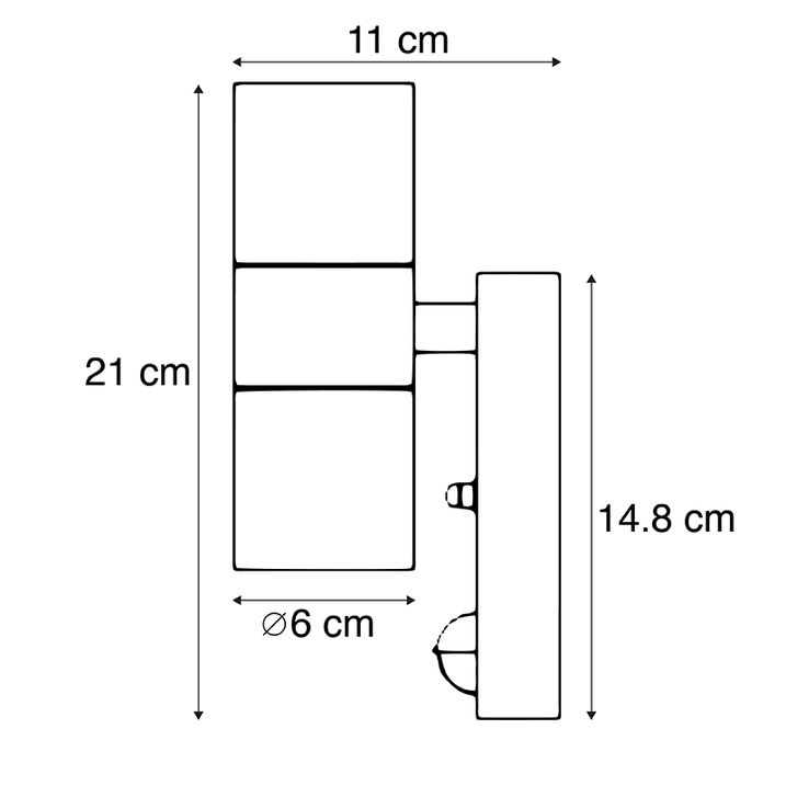 Qazqa Buitenwandlamp Zwart 2-lichts Met Bewegingssensor IP44 - Duo