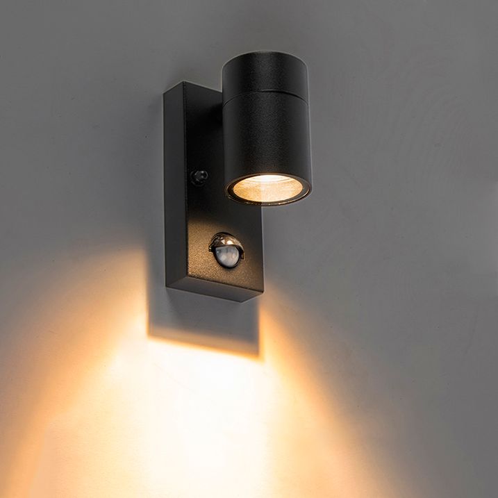 Qazqa Buitenwandlamp Zwart Met Bewegingssensor IP44 - Solo